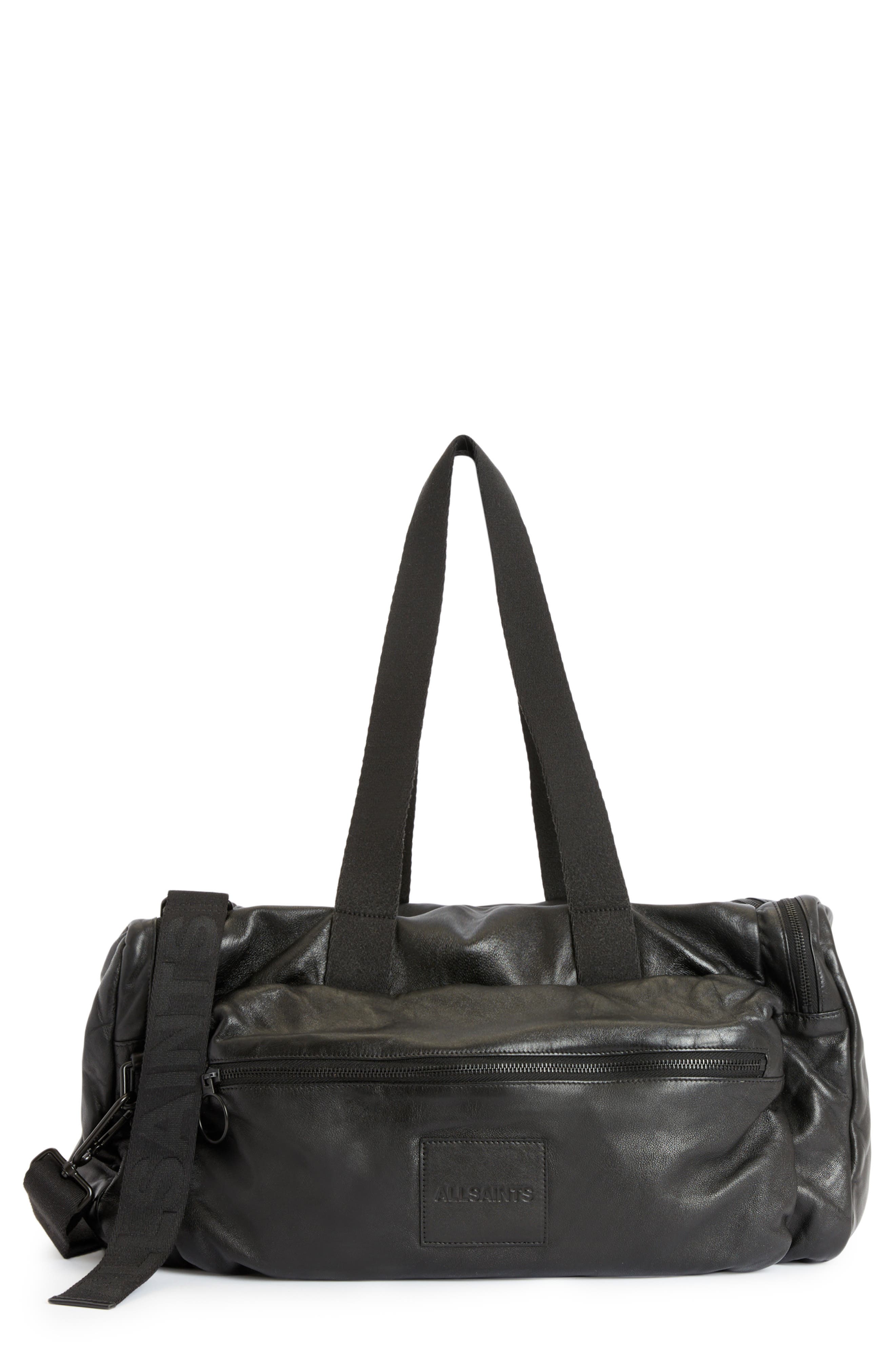 AllSaints Soma Holdall Leather Travel Duffle Bag, Main, color, 