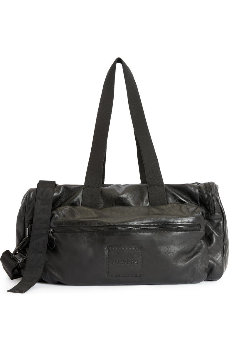 AllSaints Soma Holdall Leather Travel Duffle Bag, Main, color,