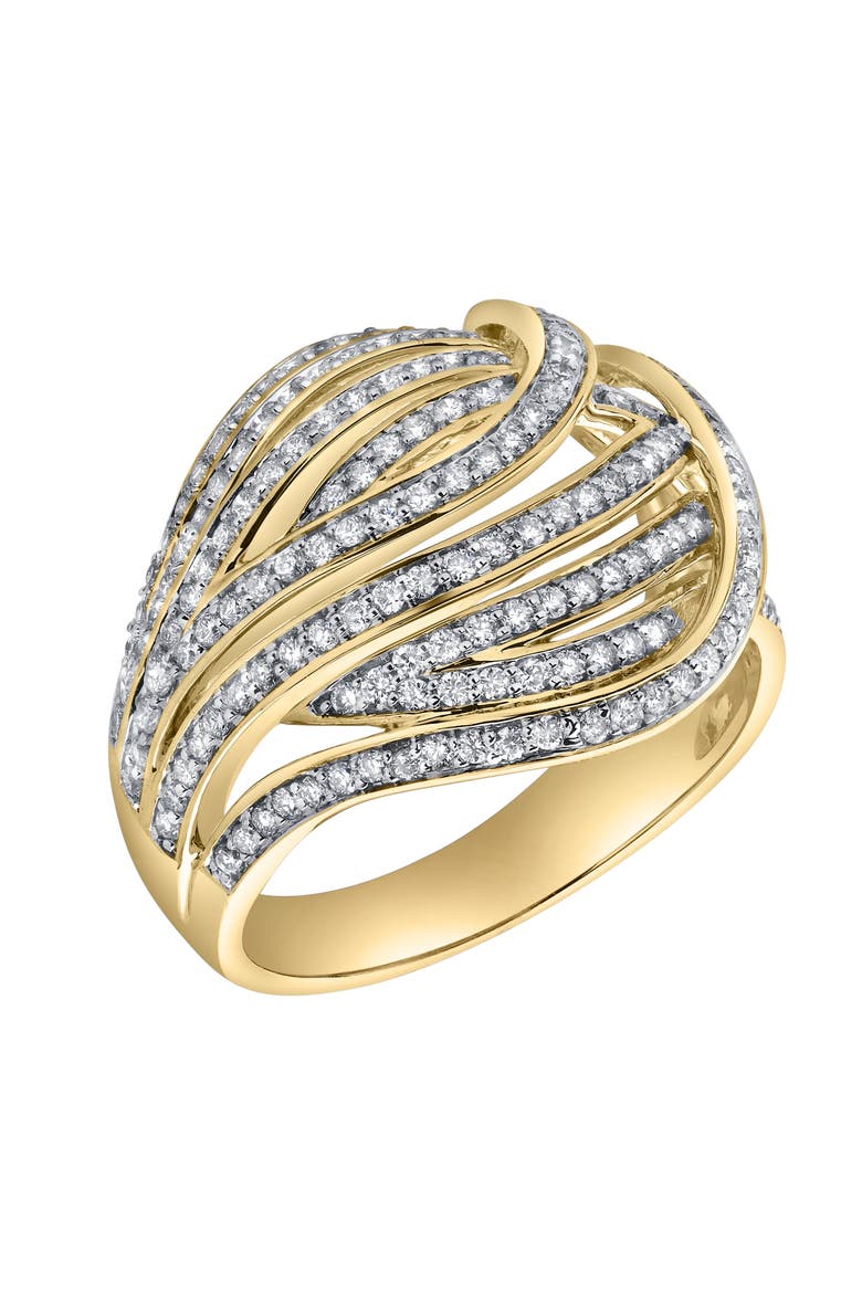 Marina 14K Gold Round Diamond Studded Dome Ring - 0.84cts, Alternate, color, 14K Yellow Gold