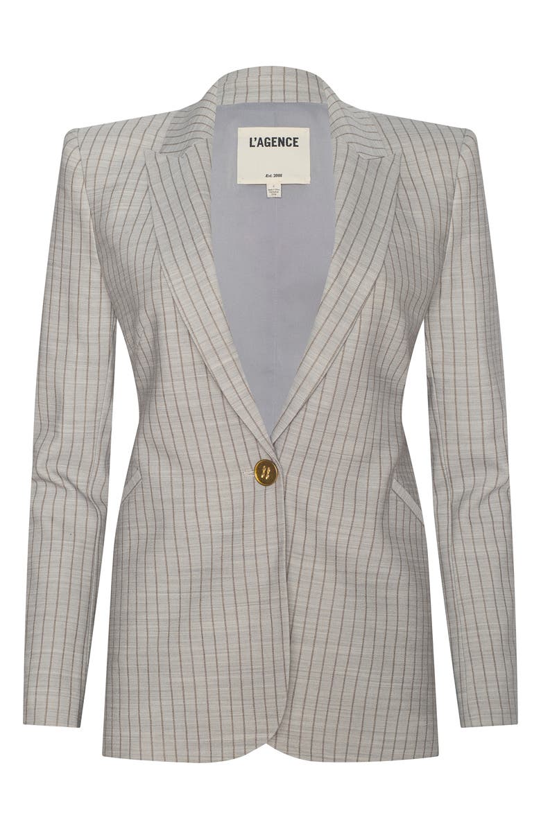 L'AGENCE Sheila Structured Pinstripe Blazer, Alternate, color, Grey/ Tan Pinstripe