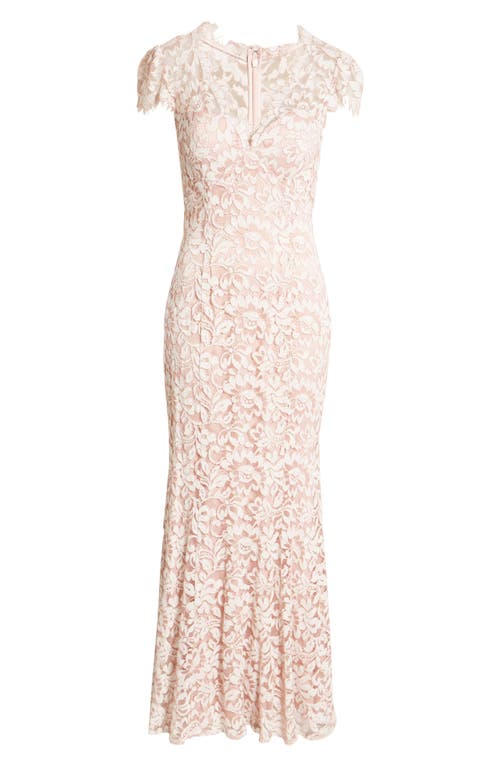 ELIZA J ELIZA J ILLUSION YOKE LACE TRUMPET GOWN