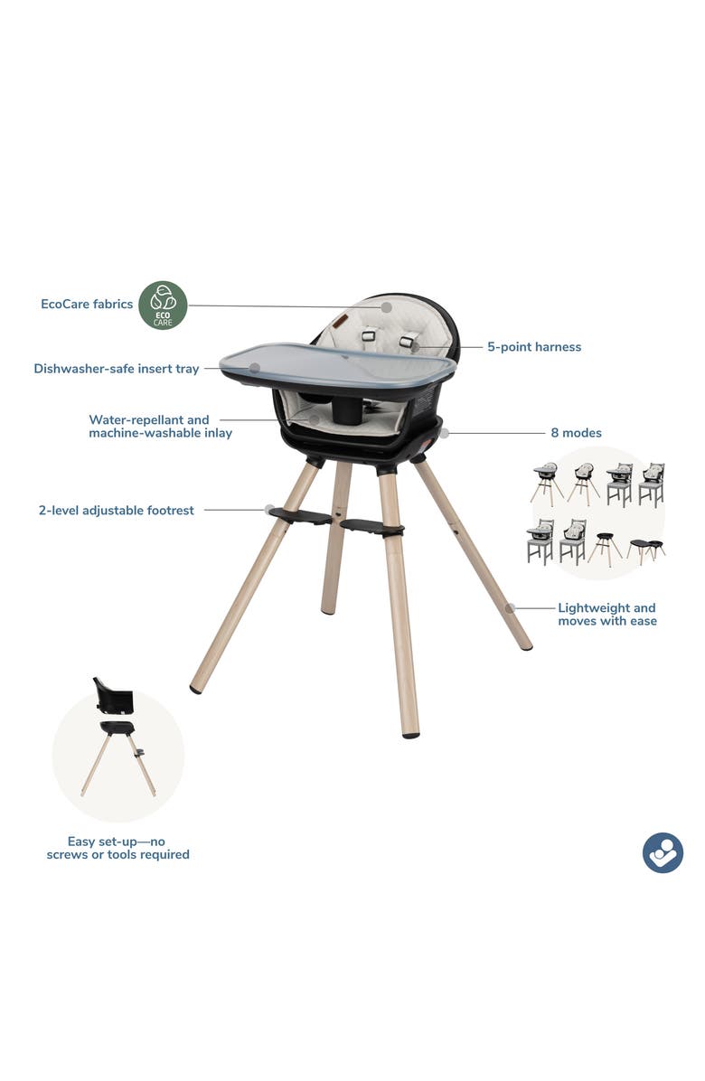 Maxi-Cosi<sup>®</sup> Moa 8-in-1 Adjustable Highchair, Alternate, color, Onyx Sand