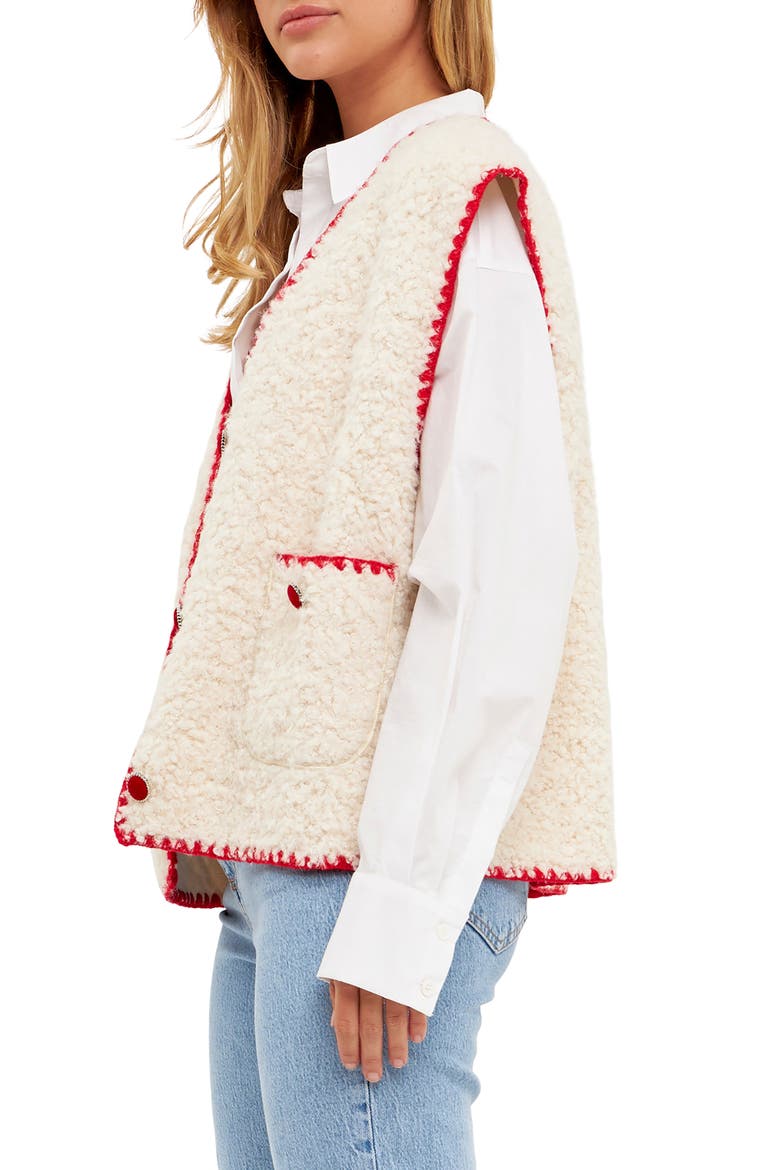 Premium Faux Shearling Vest, Alternate, color, IVORY