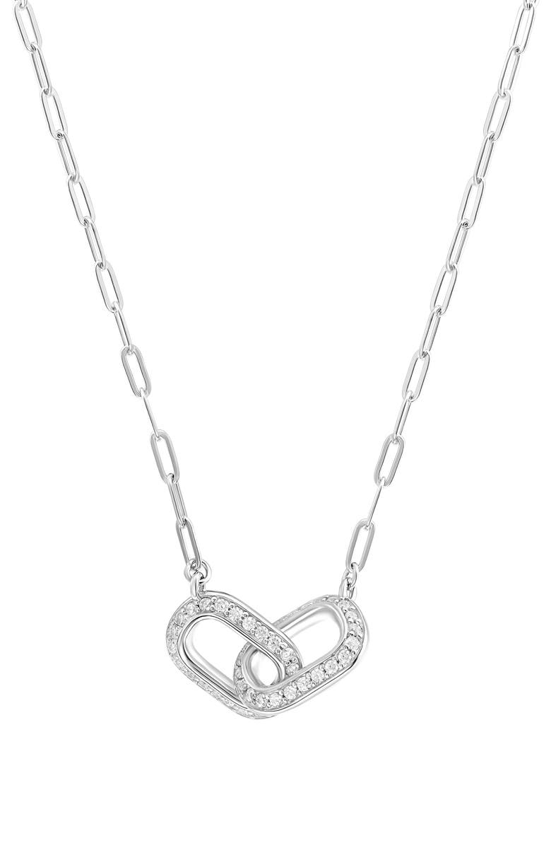 ATHRA LUXE Pavé Duo Interlock Necklace, Main, color, Silver