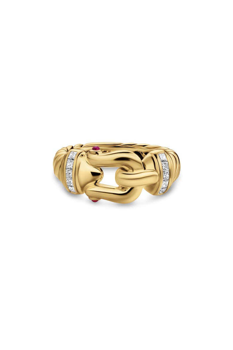 Mercer 18k Gold Ruby & Diamond Buckle Ring, Alternate, color, GOLD