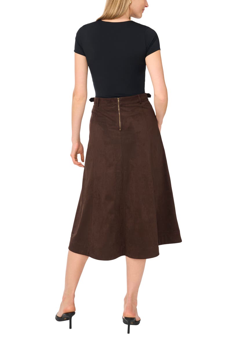 Faux Suede Midi Skirt, Alternate, color, COFFEE BEAN