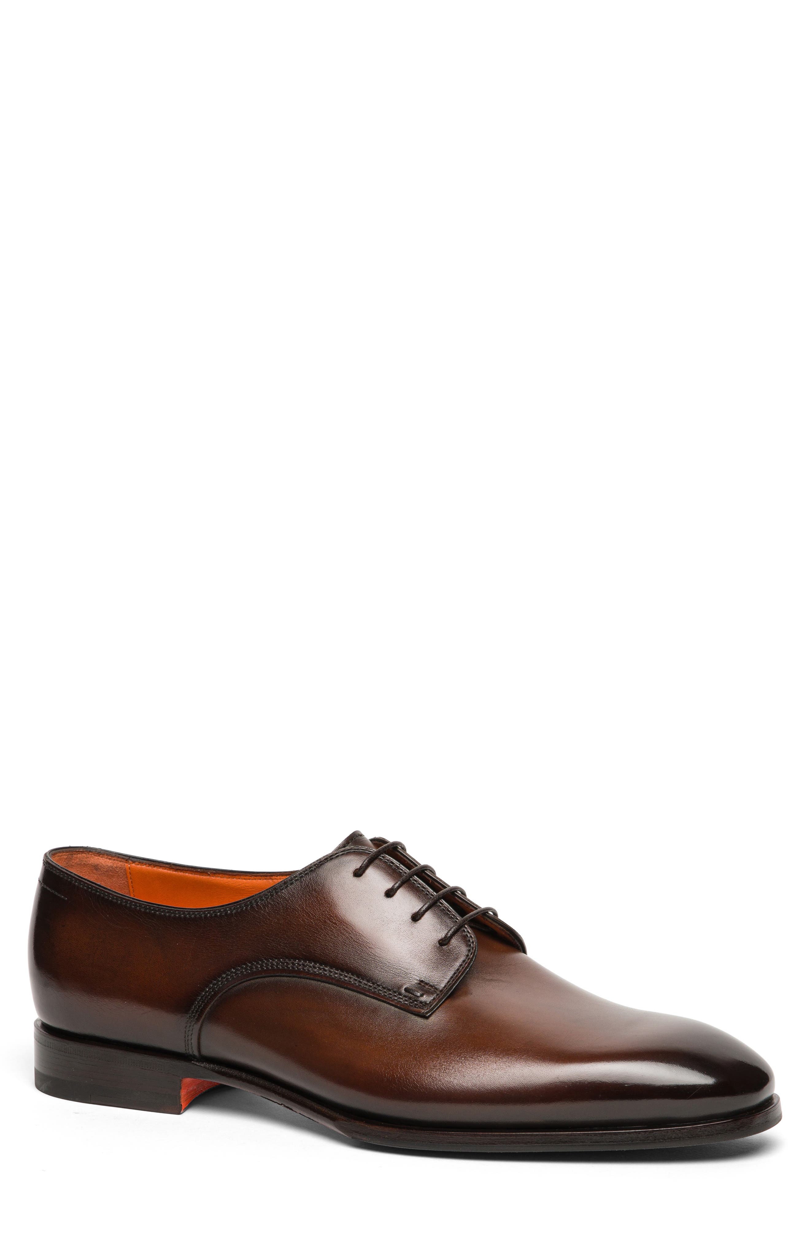 Santoni Archer Derby, Main, color, Dark Brown-T50