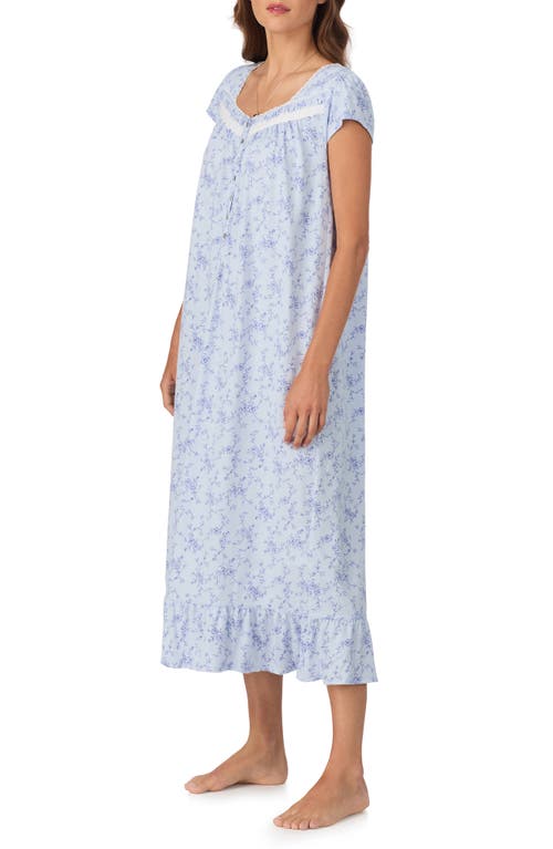 Eileen West Floral Cap Sleeve Nightgown In Blue