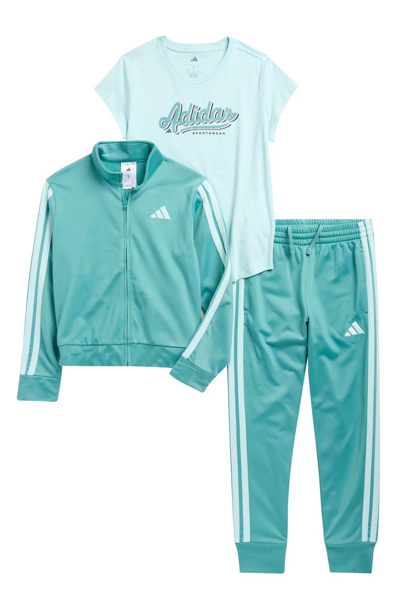 adidas Kids' Logo T-Shirt, Tricot Track Jacket & Joggers Set, Main, color, 