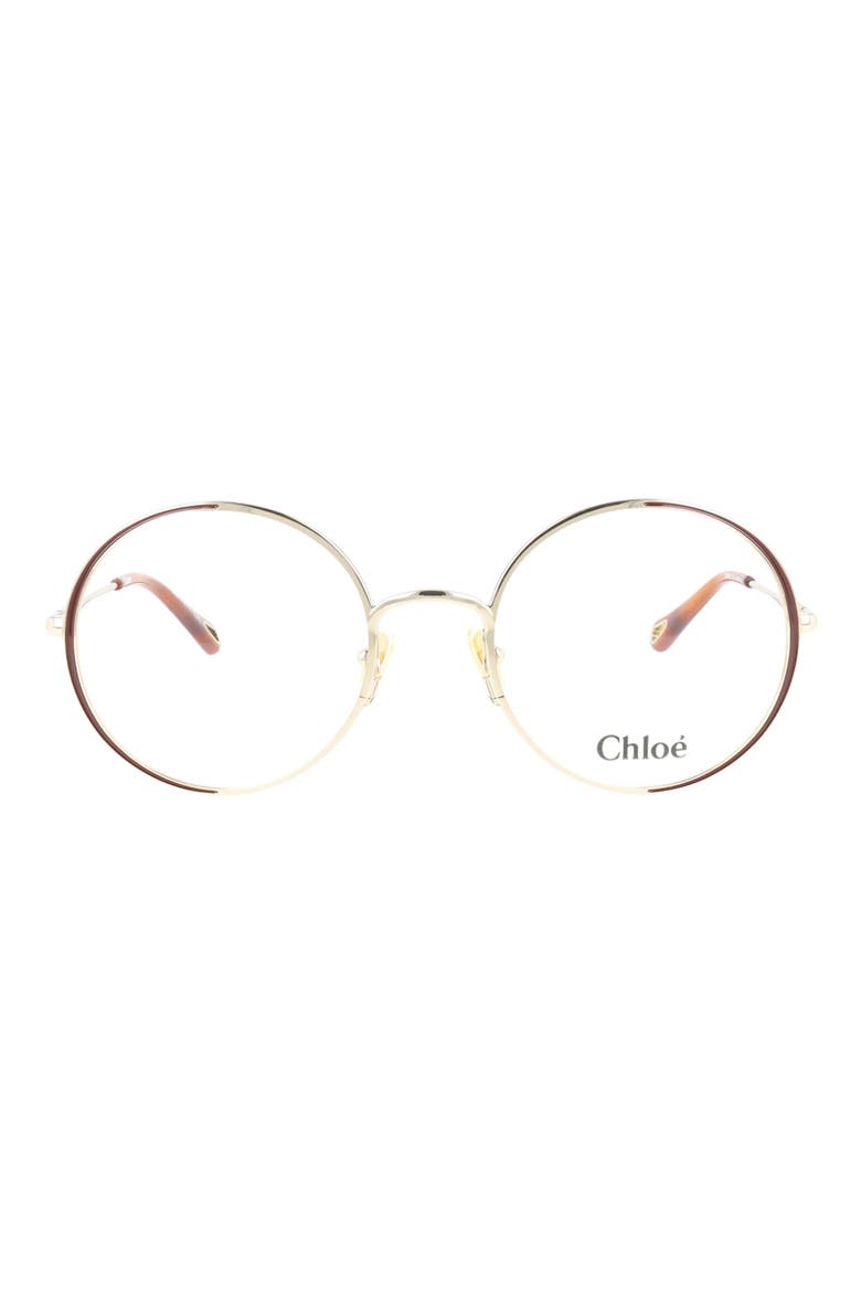 Fashion 53mm Round Optical Glasses, Main, color, GOLD GOLD TRANSPARENT