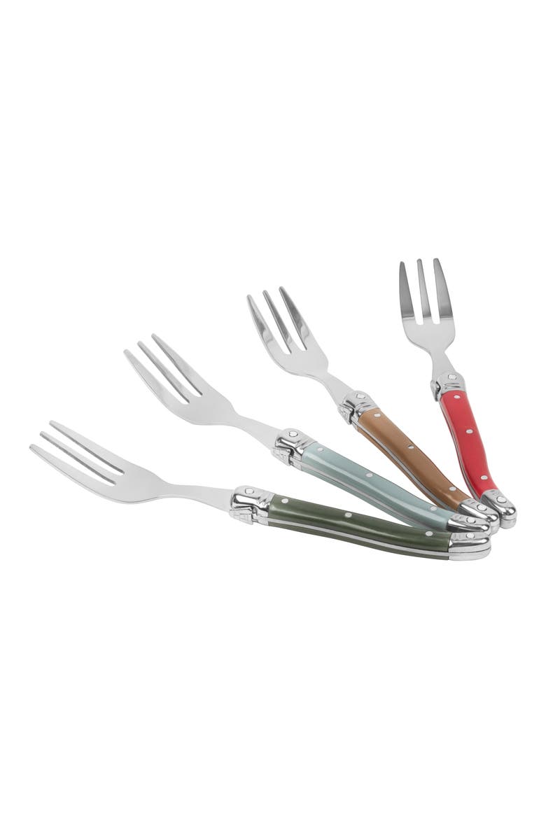 Laguiole 4-Piece Cake Fork Set, Alternate, color, HOLLY BERRY