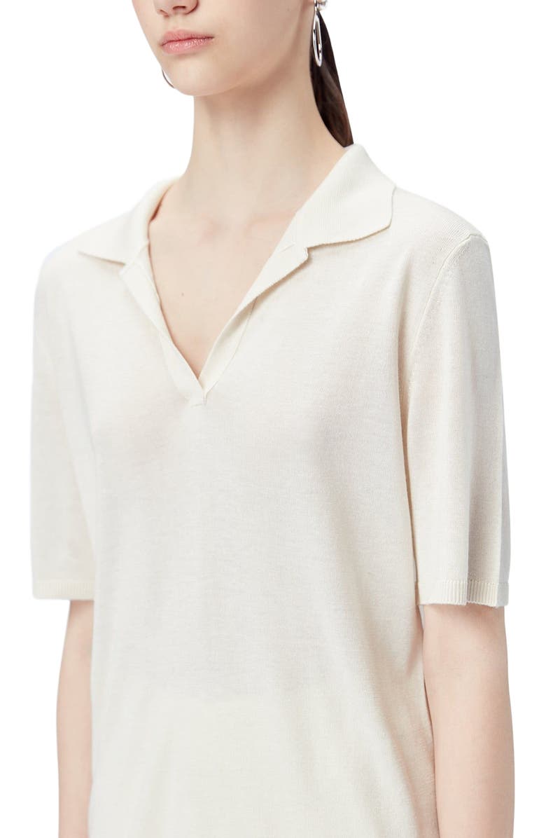 GOBI Mongolian Cashmere Silk Cashmere Polo Shirt, Alternate, color, Whisper White