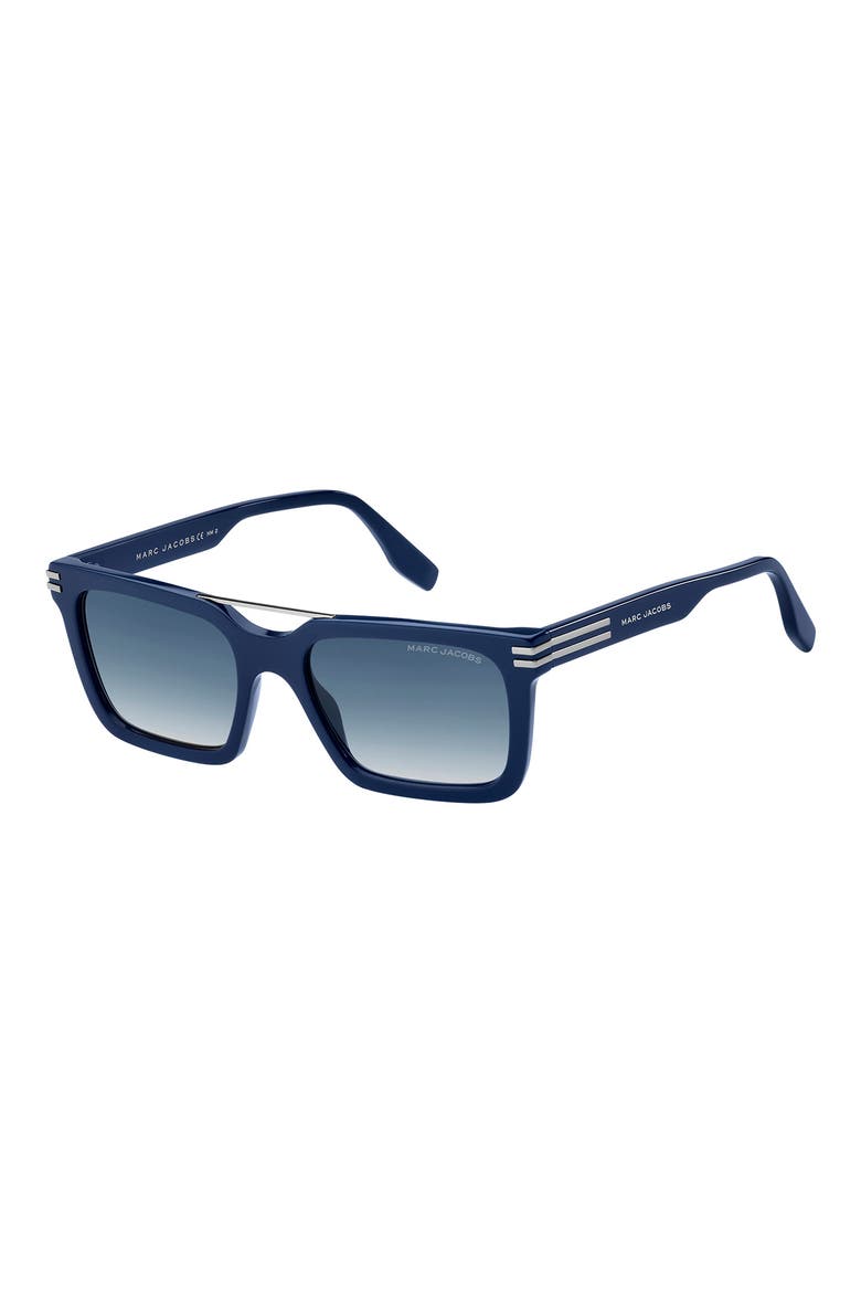 54mm Gradient Rectangular Sunglasses, Alternate, color, BLUE / BLUE SHADED