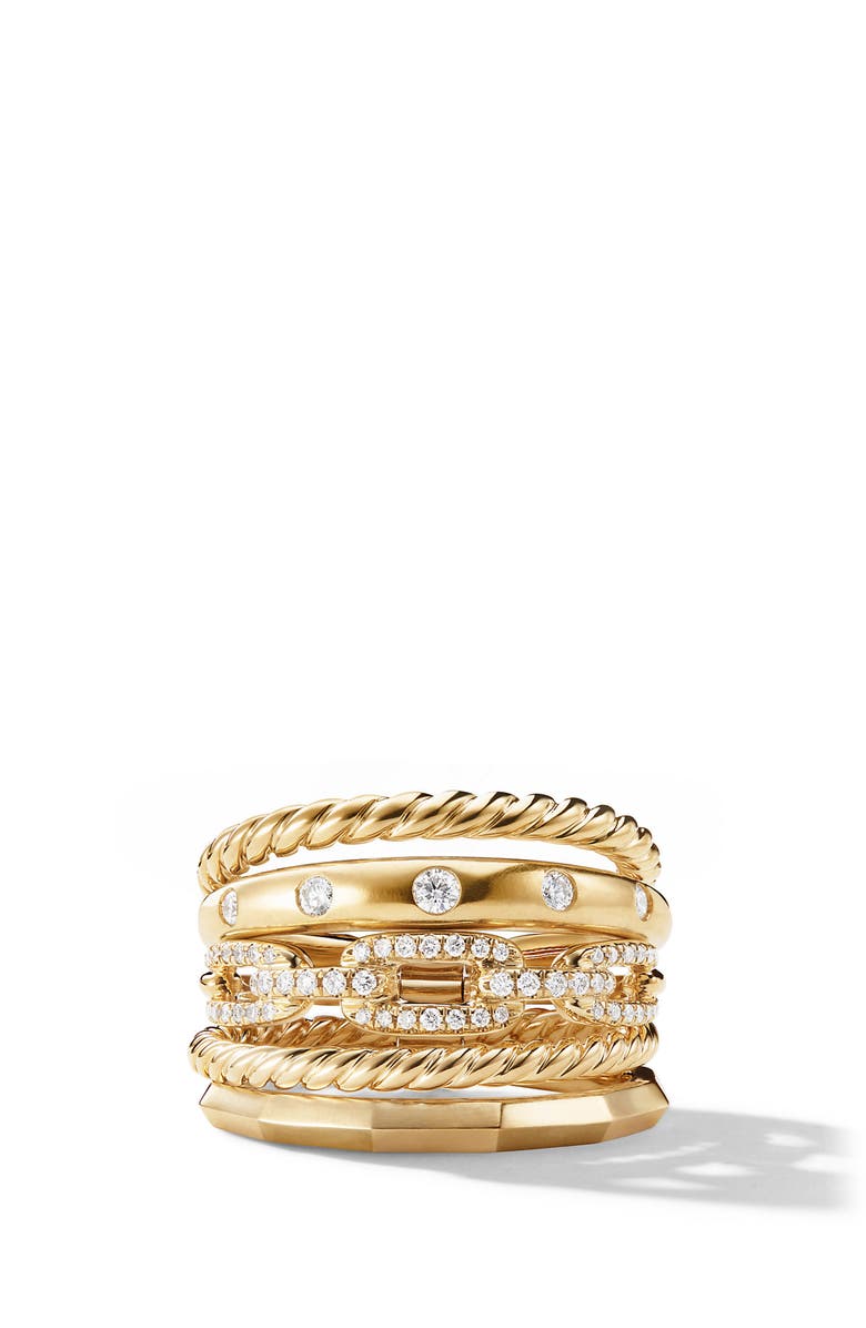 David Yurman Stax Wide Ring with Diamonds in 18K Gold, Alternate, color, 18K Yellow Gold