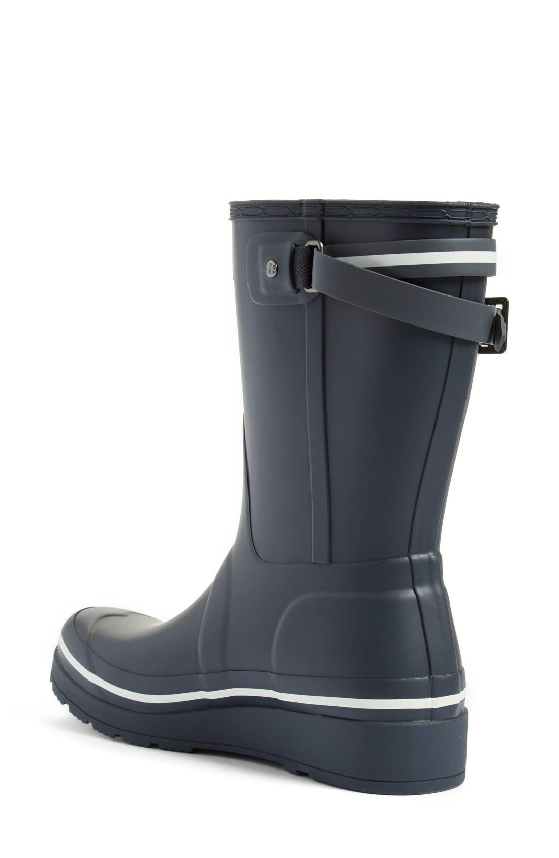 Hunter 'Original Short' Wedge Rain Boot, Alternate, color, Navy