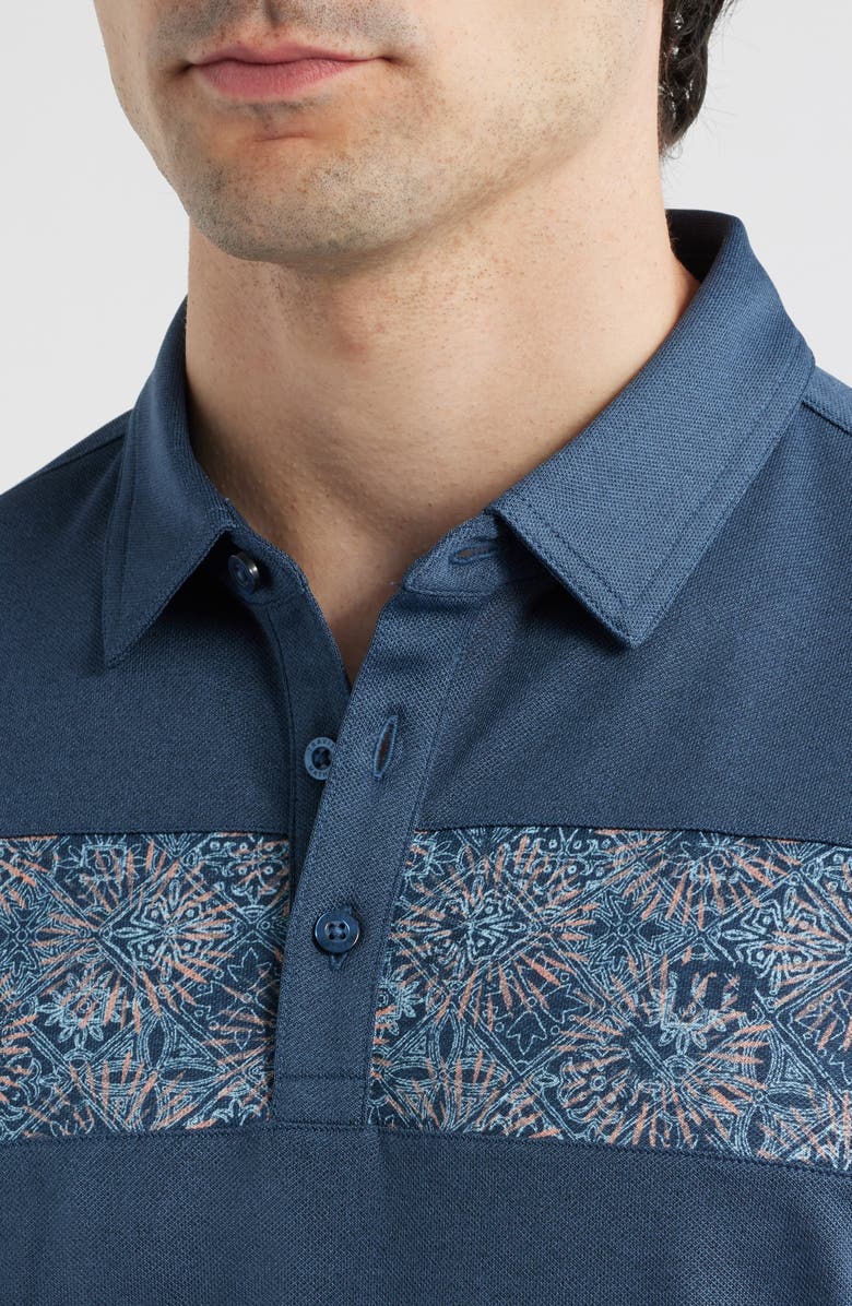 TravisMathew Good Good Acropolis Chest Stripe Polo, Alternate, color, Mood Indigo/ Vintage Indigo
