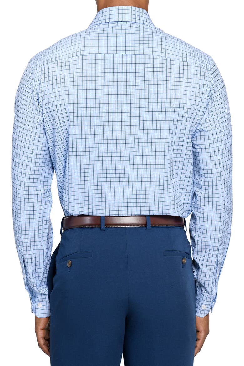 Slim Fit Light Blue Check Performance Dress Shirt, Alternate, color, WHITE/ BLUE