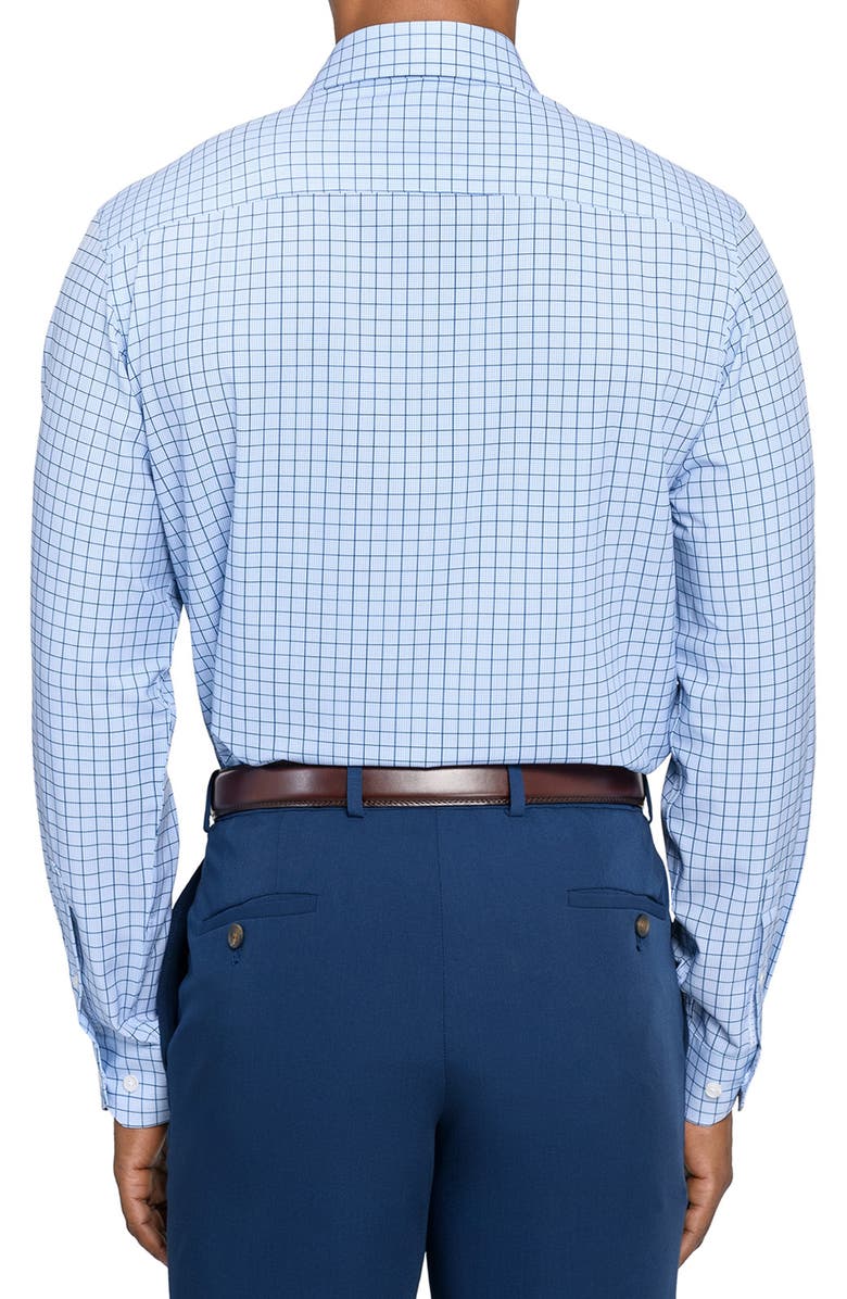 W.R.K Slim Fit Light Blue Check Performance Dress Shirt, Alternate, color, White/ Blue