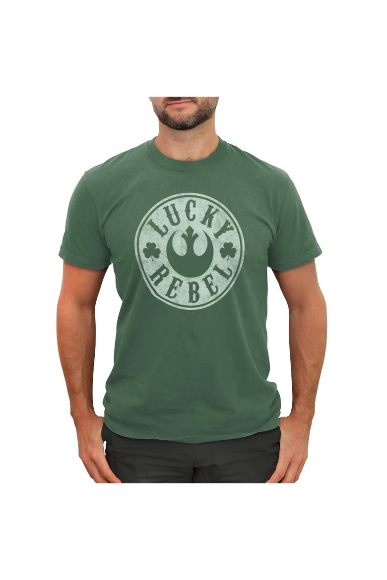 Mens Star Wars Distressed Lucky Rebel Shamrock T Shirt, Main, color, Light Green