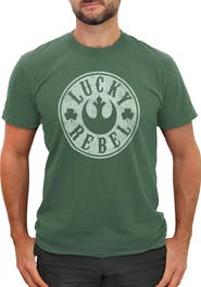 Star Wars Men's Star Wars Distressed Lucky Rebel Shamrock Graphic T-Shirt