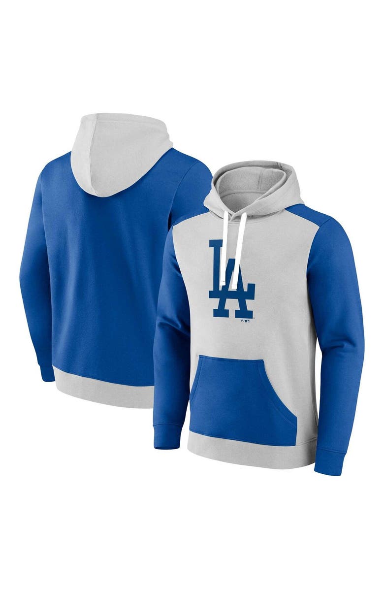 FANATICS Men's Fanatics Branded Gray/Royal Los Angeles Dodgers Arctic Pullover Hoodie, Main, color,