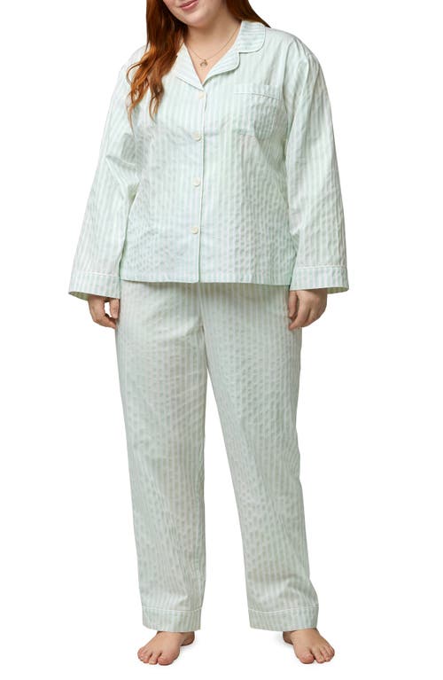 Shop Bedhead Pajamas 3d Stripe Organic Cotton Sateen Pajamas In Mint 3d Stripe