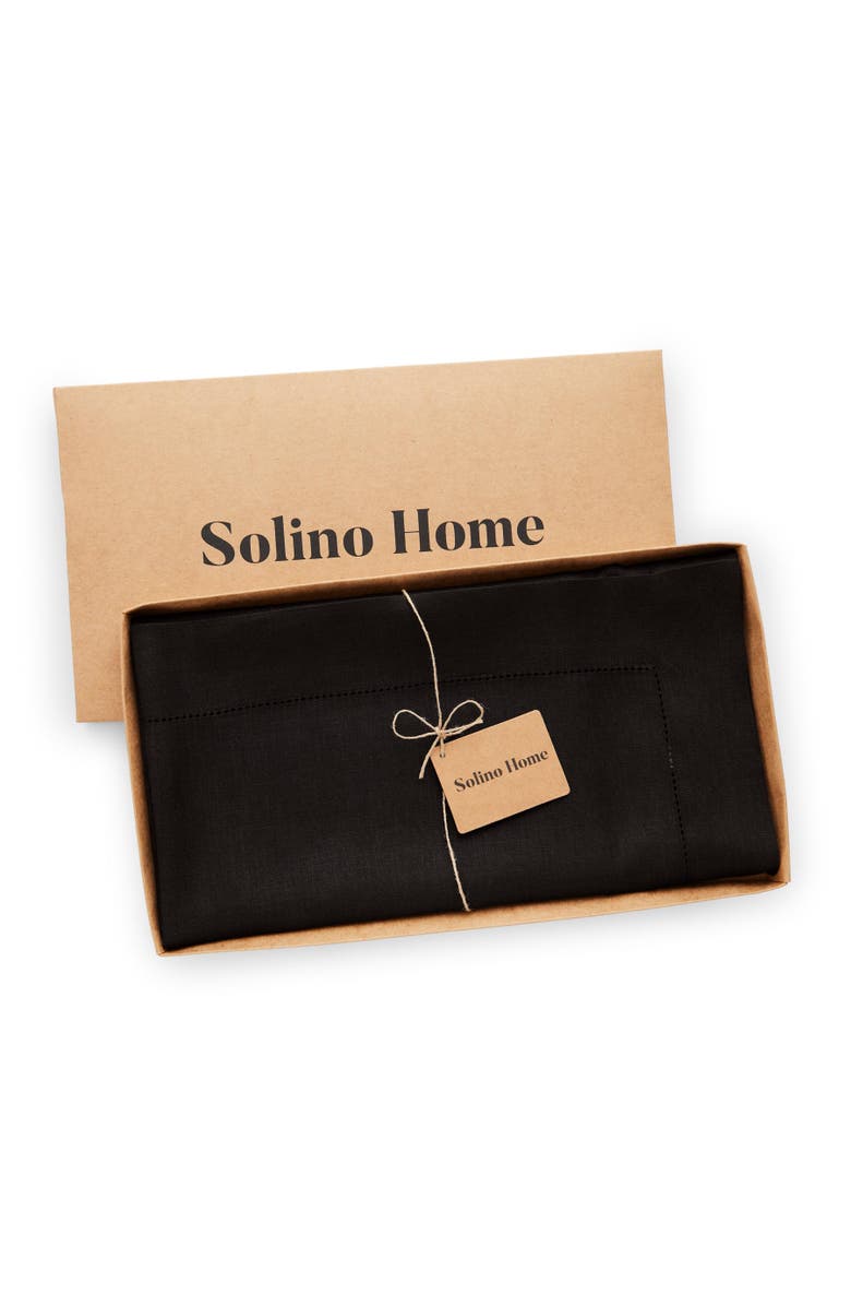 Solino Home Linen Table Throw - Classic Hemstitch, Alternate, color, Black