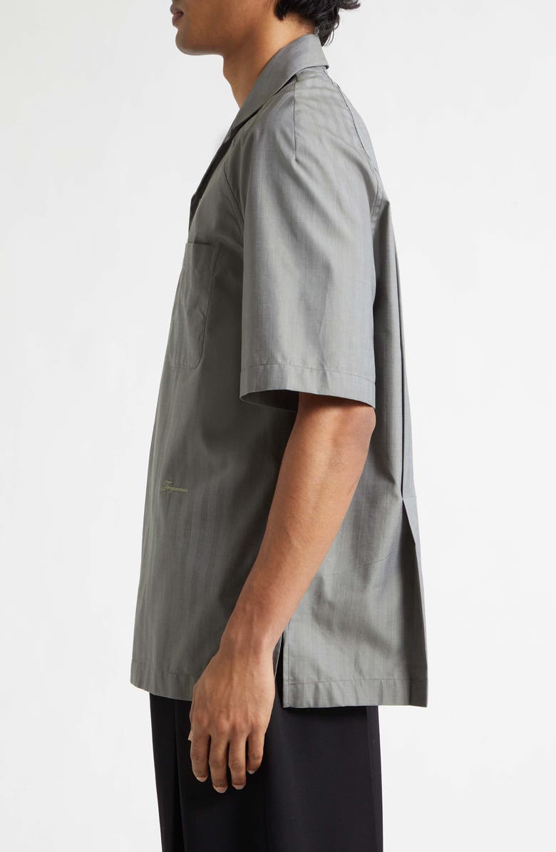 Jacquemus La Chemise Romarin Camp Shirt, Alternate, color, Dark Khaki