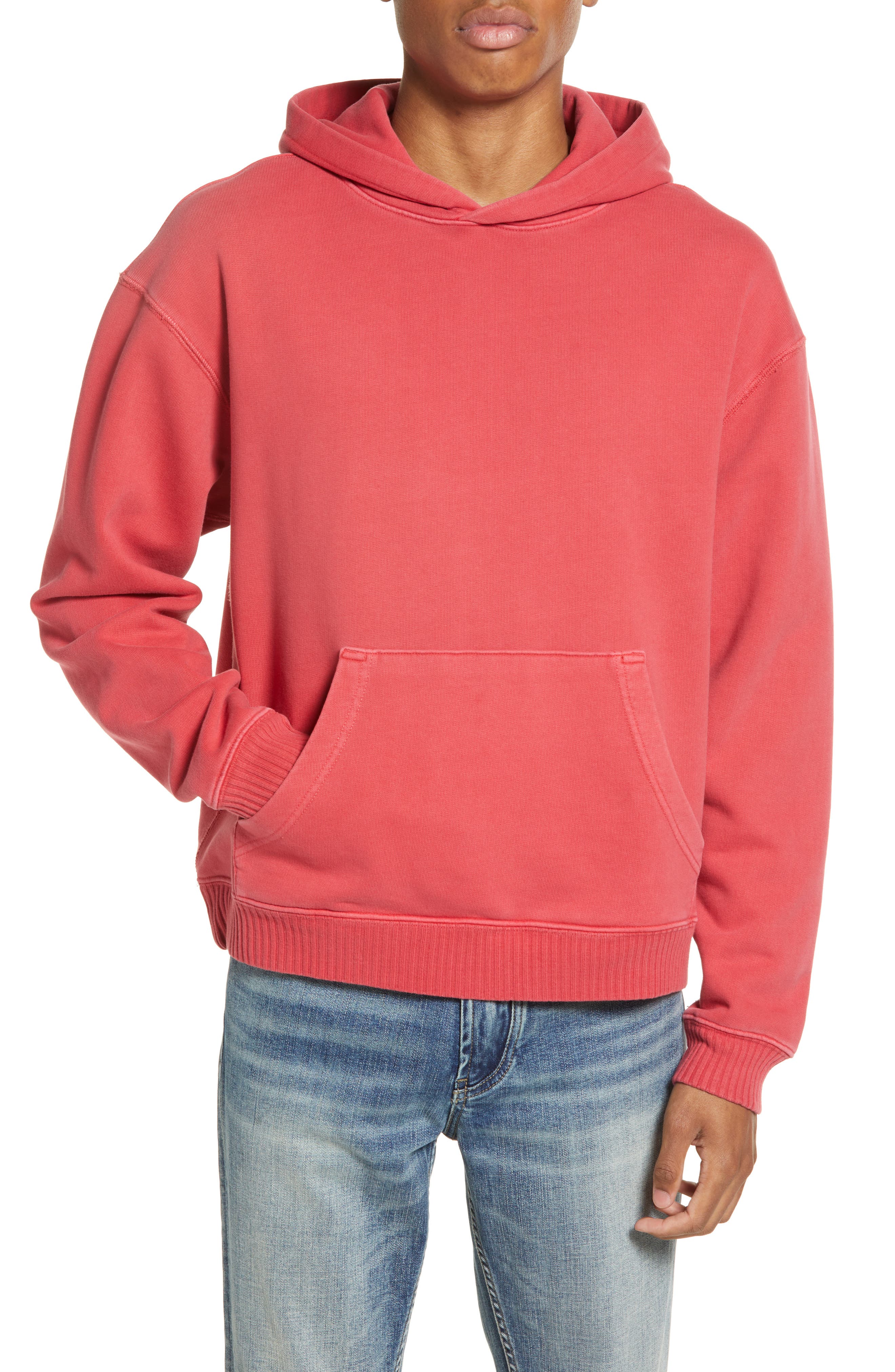 Elwood Core Oversize Organic Cotton Brushed Terry Hoodie in Vintage Red 
