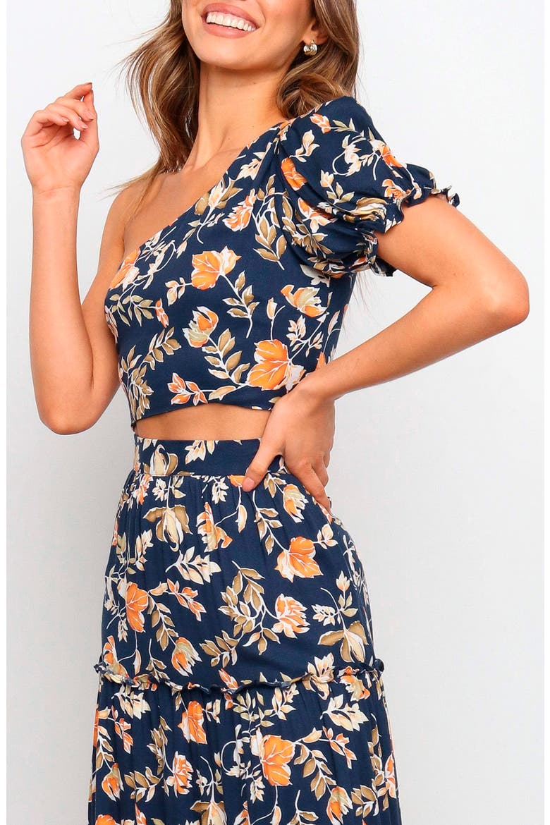 Aimee One-Shoulder Crop Top, Alternate, color, NAVY