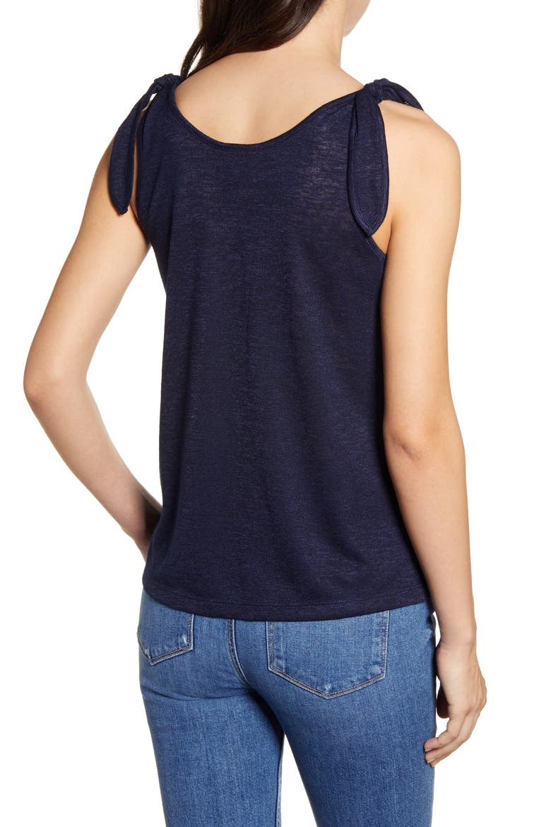 Winona Tie Shoulder Tank, Alternate, color, NAVY-SOLID