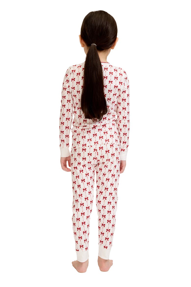 Blissful Bows Fitted Pajamas, Alternate, color, RED