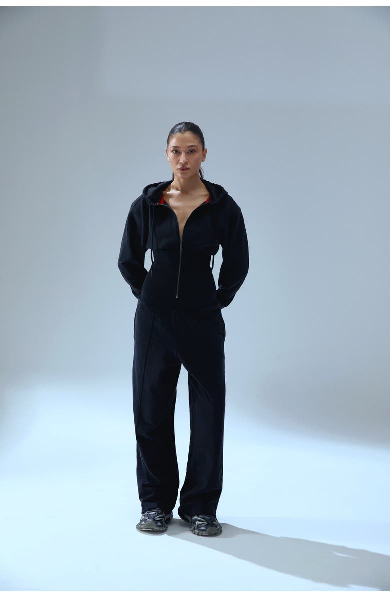 PCFG Pure Cotton Your *Itch Corset Zipped Hoody, Alternate, color, Black