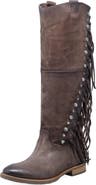 A.S.98 Ilke Studded Fringe Western Knee High Boot