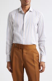 ISAIA Striped Egyptian Mako Cotton Shirt