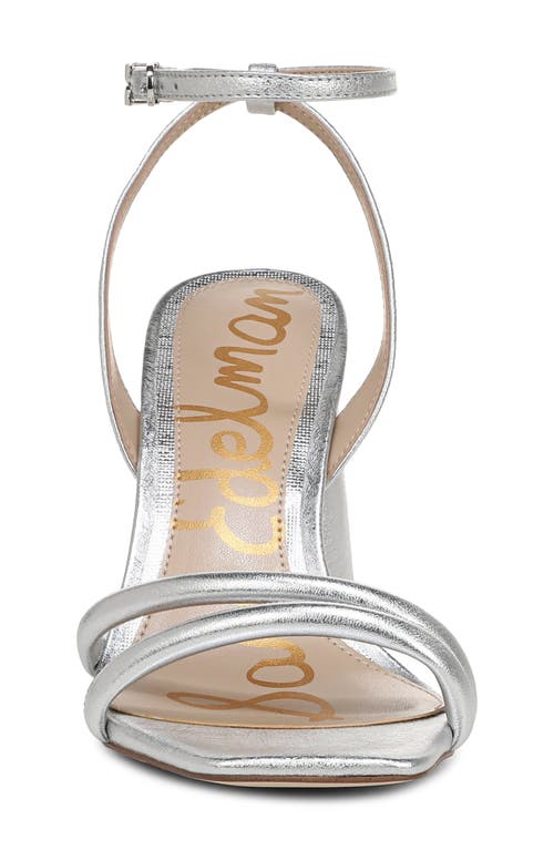 Sam Edelman Kia Block Heel Sandal Soft Silver Leather In Silver