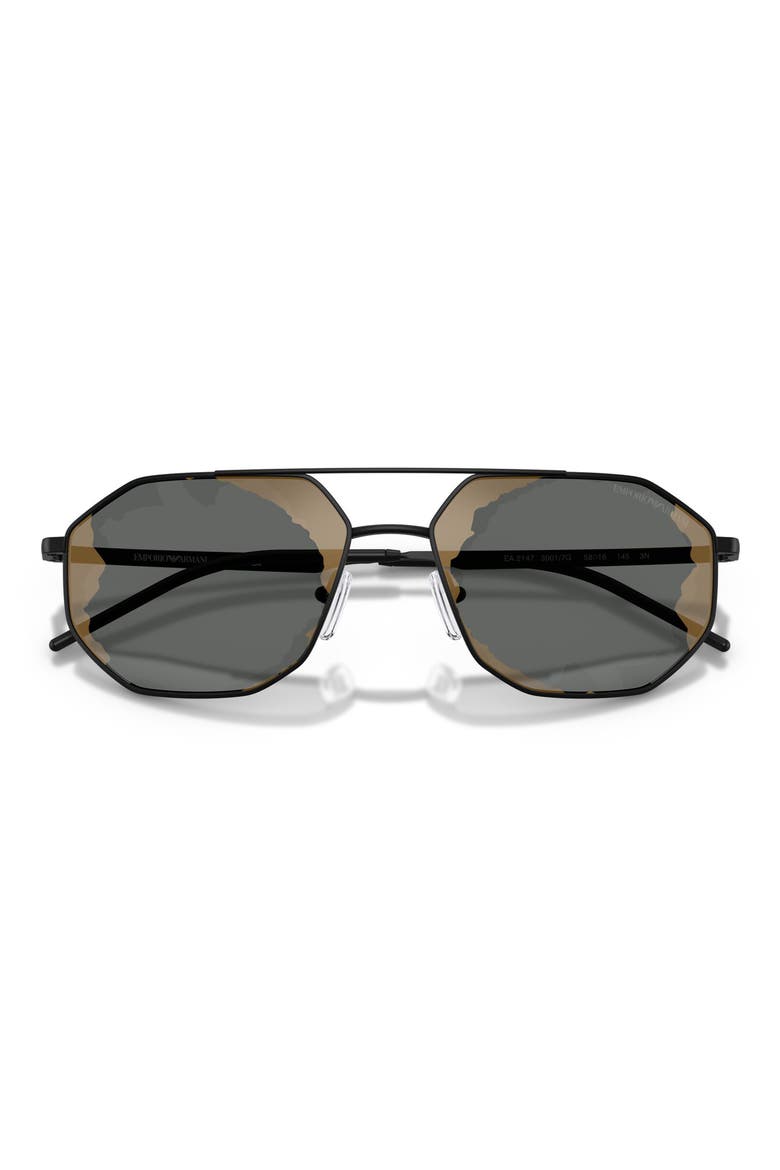 58mm Aviator Sunglasses, Alternate, color, MATTE BLACK / BLACK MIRROR RED