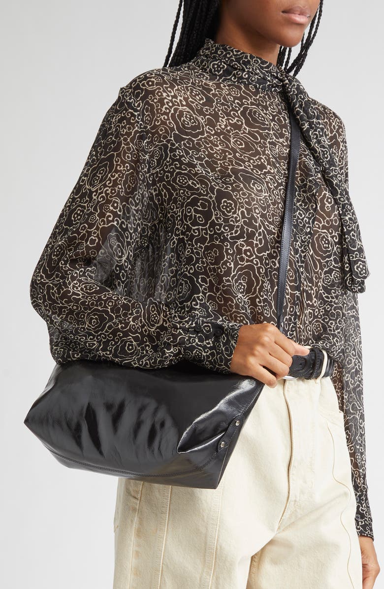 Isabel Marant Winna Leather Crossbody Bag, Alternate, color, Black
