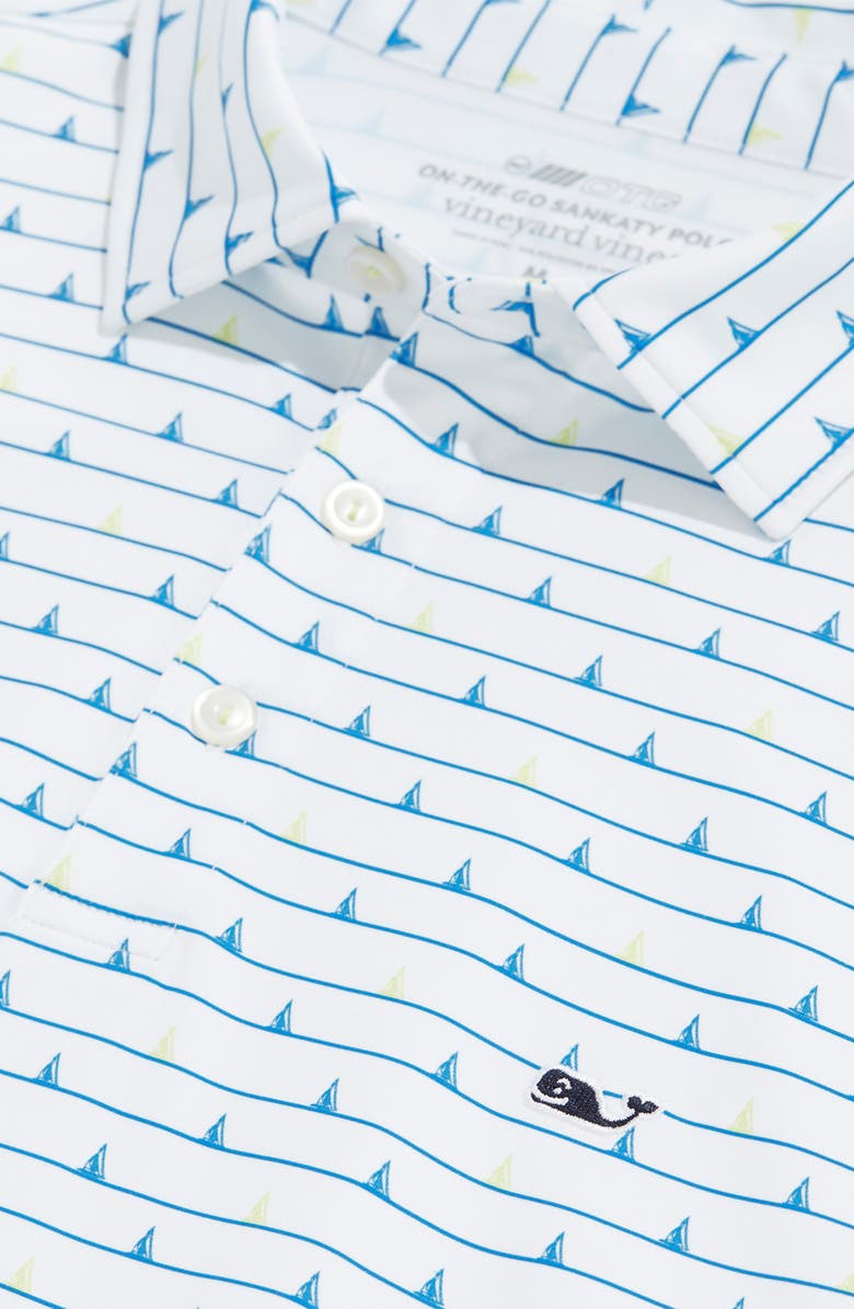 vineyard vines Sankaty Performance Polo, Alternate, color, Boat Stripe All White Cap