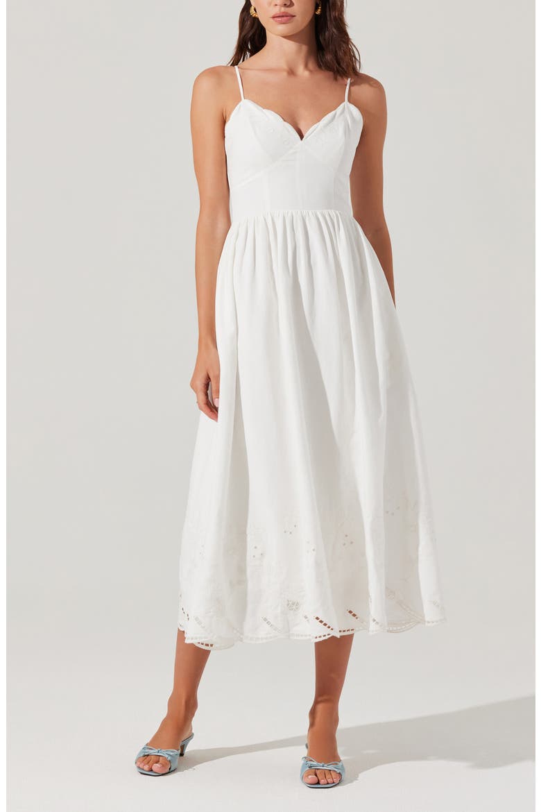 Kaidi Ramie Blend Midi Sundress, Alternate, color, WHITE