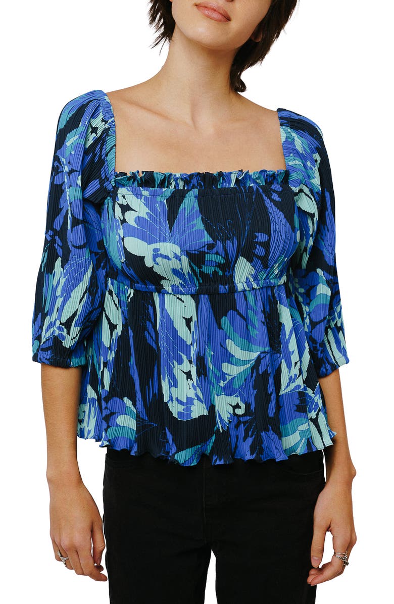 CIEBON Hilo Pleated Babydoll Top, Main, color, Navy