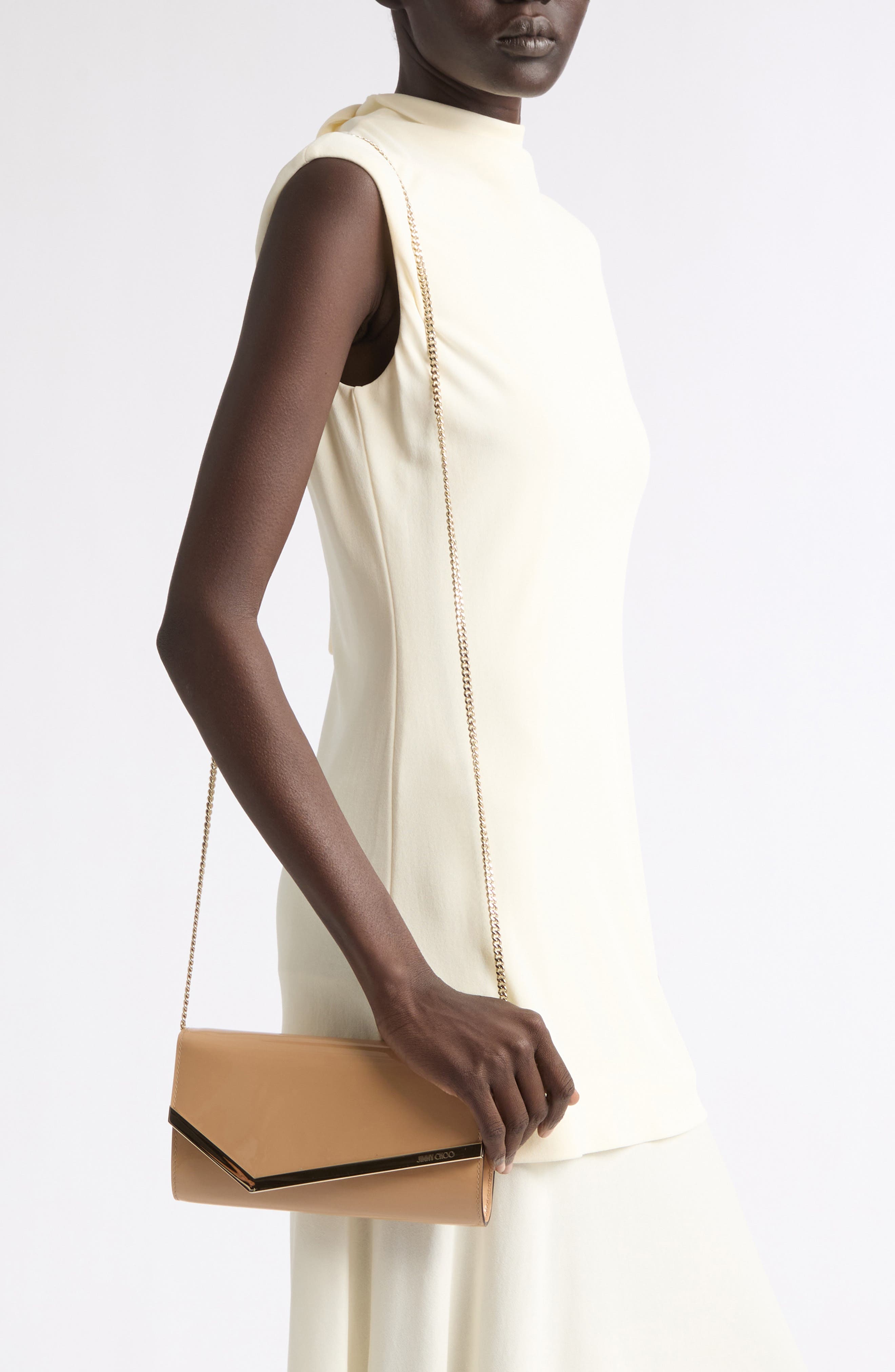 Emmie Leather Clutch, Alternate, color, CHAI/ LIGHT GOLD
