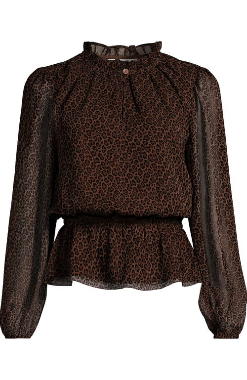 Lands' End Chiffon Peplum Top In Brown