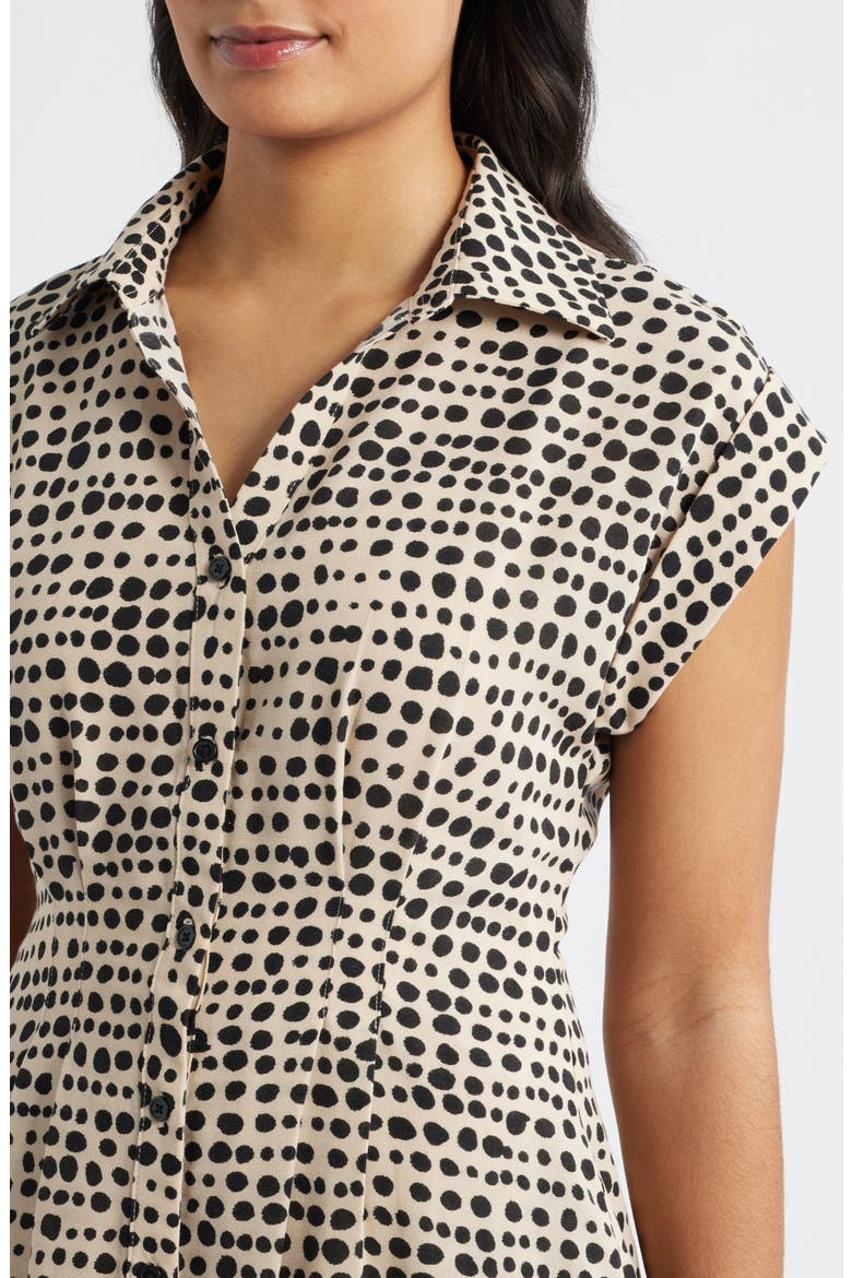 Mixed Dot Print Midi Shirtdress, Alternate, color, BLACK MULTI