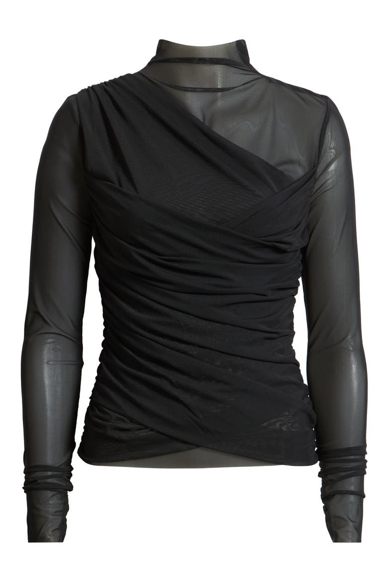 Etulah Ruched Mesh Top, Alternate, color, BLACK