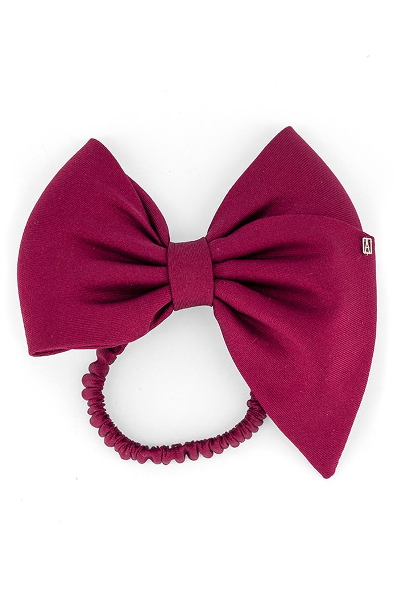 Alexandre de Paris Silk Twill Bow Scrunchie, Main, color, Burgundy