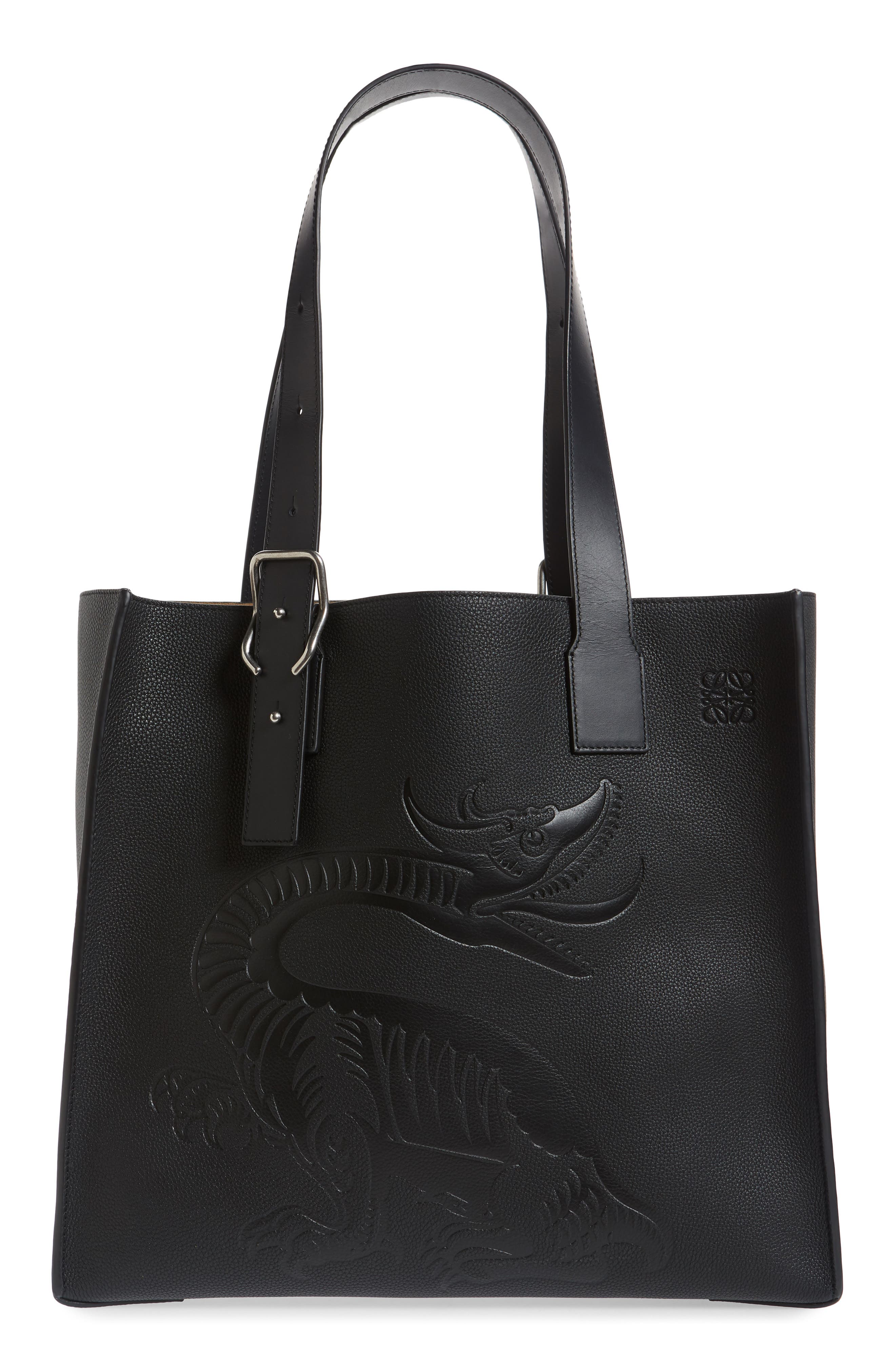 Loewe Dragon Leather Tote, Main, color, 