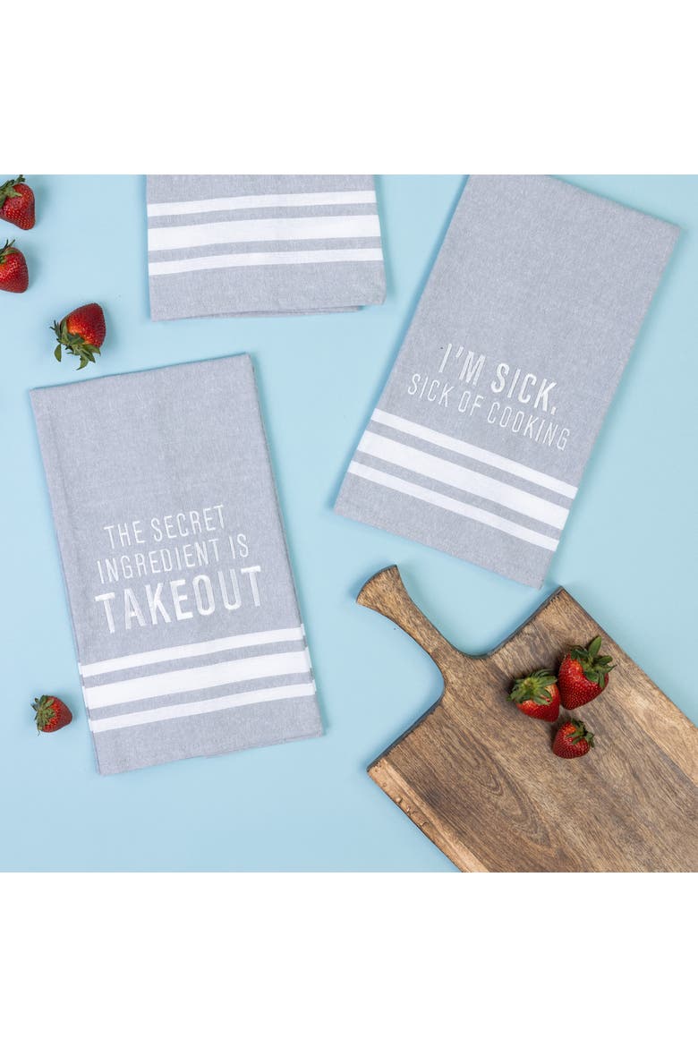 The Secret Ingredient Is Tea Towel Cotton White, Alternate, color, Grey