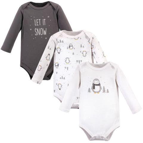 Essential Long-Sleeve Cotton Bodysuit Triple Set