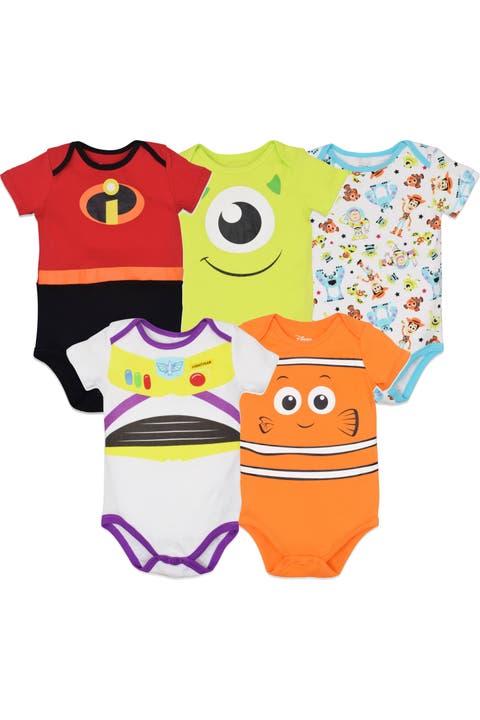 Pixar Boys' 5-Pack Short Sleeve Bodysuits